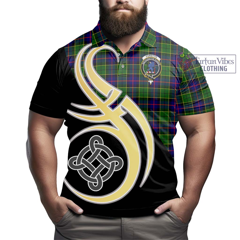 Forsyth Modern Tartan Polo Shirt with Family Crest and Celtic Symbol Style - Tartan Vibes Clothing