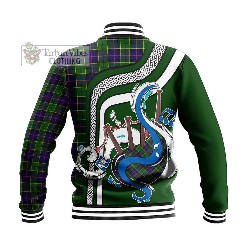 Tartan Vibes Clothing Forsyth Modern Tartan Baseball Jacket with Epic Bagpipe Style