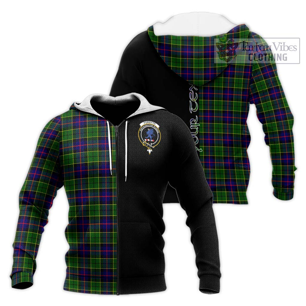 Forsyth Modern Tartan Knitted Hoodie with Family Crest and Half Of Me Style Unisex Knitted Zip Hoodie - Tartanvibesclothing Shop