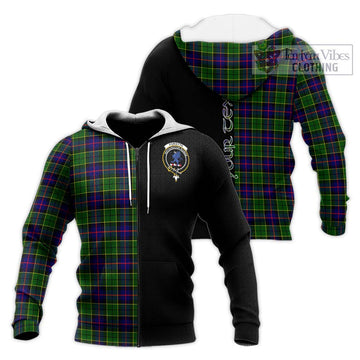 Forsyth Modern Tartan Knitted Hoodie with Family Crest and Half Of Me Style