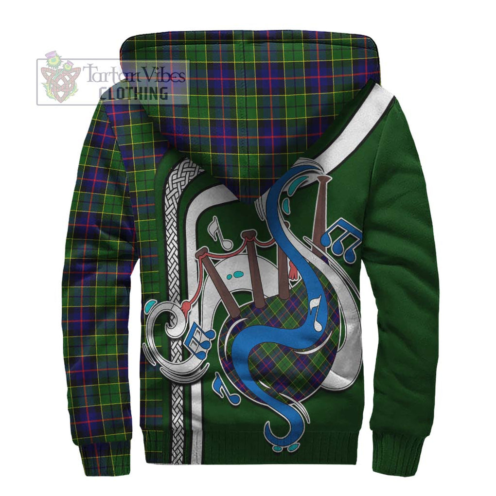 Forsyth Modern Tartan Sherpa Hoodie with Epic Bagpipe Style - Tartanvibesclothing Shop