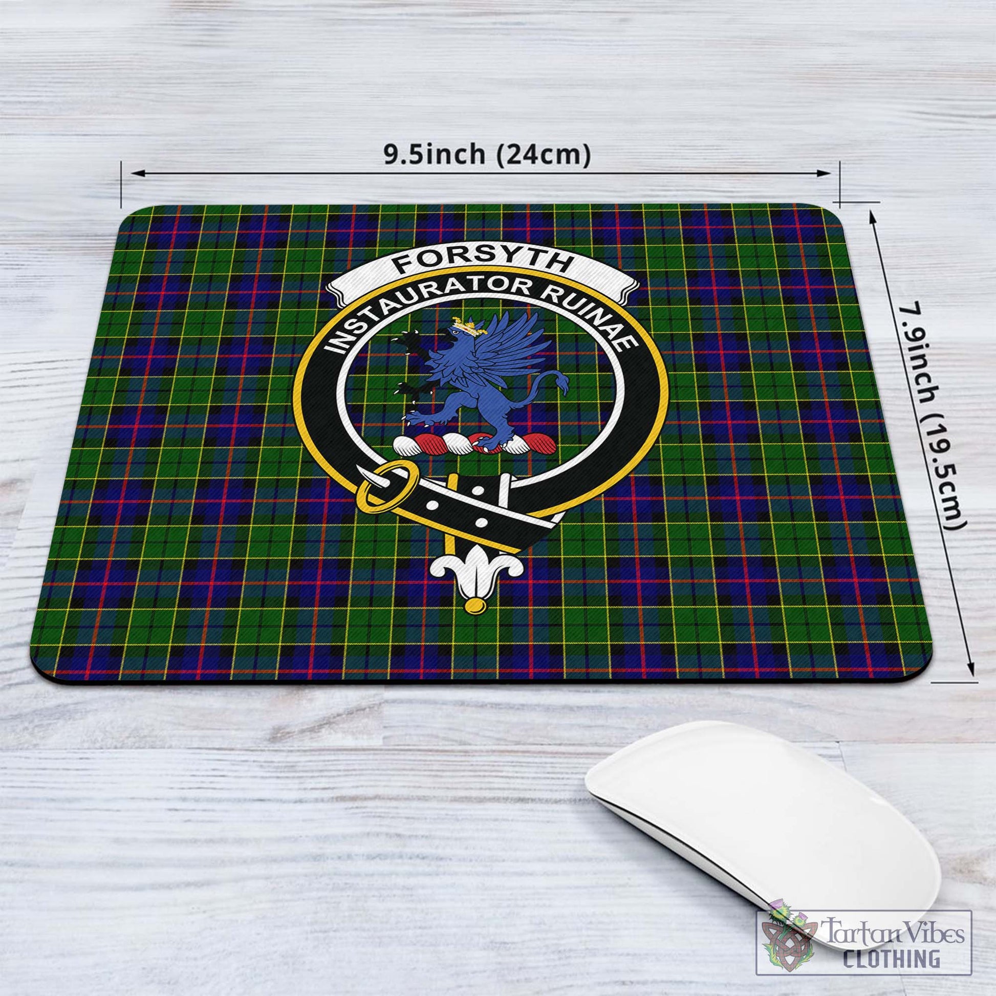 Tartan Vibes Clothing Forsyth Modern Tartan Mouse Pad with Family Crest