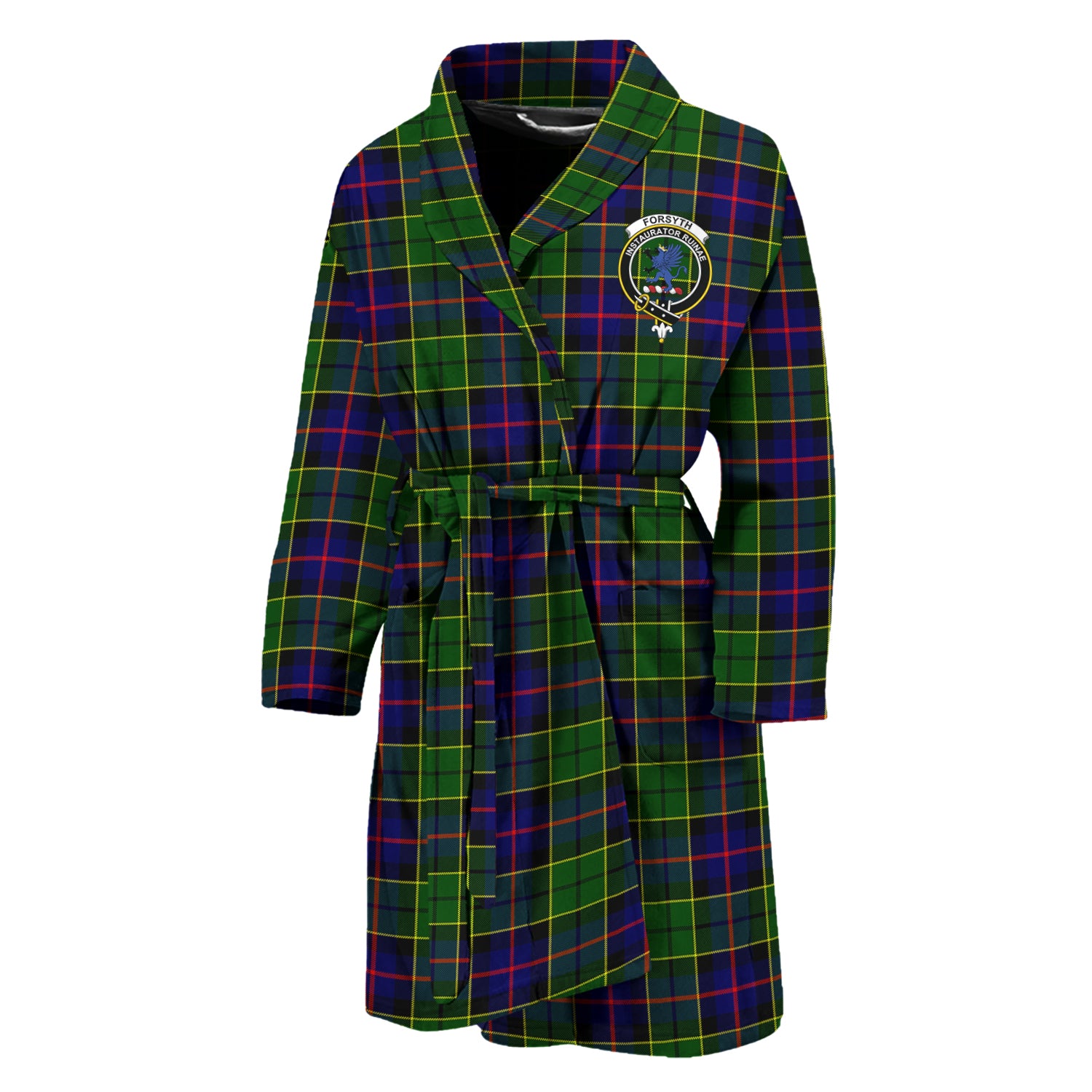 Forsyth Modern Tartan Bathrobe with Family Crest Unisex M - Tartan Vibes Clothing