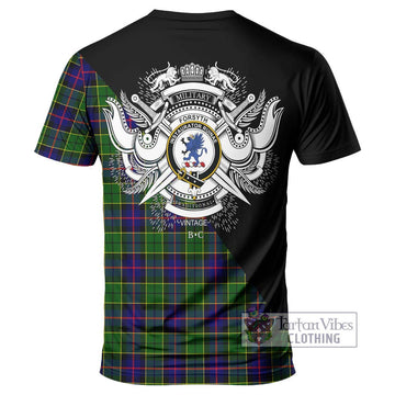 Forsyth Modern Tartan T-Shirt with Family Crest and Military Logo Style