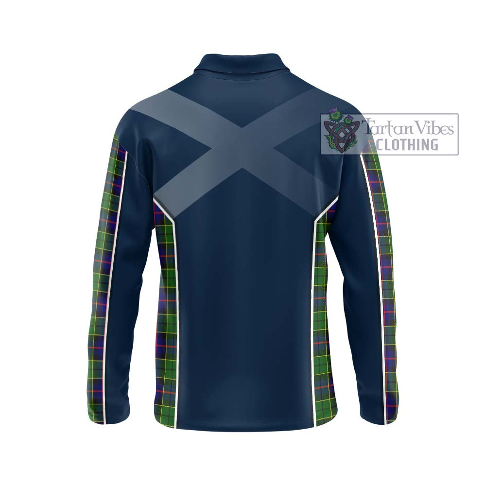 Forsyth Modern Tartan Long Sleeve Polo Shirt with Family Crest and Lion Rampant Vibes Sport Style - Tartan Vibes Clothing