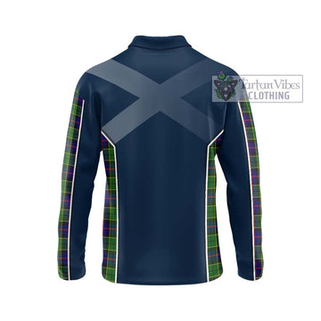 Forsyth Modern Tartan Long Sleeve Polo Shirt with Family Crest and Lion Rampant Vibes Sport Style