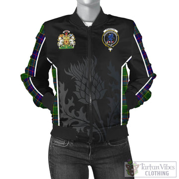 Forsyth Modern Tartan Bomber Jacket with Family Crest and Scottish Thistle Vibes Sport Style