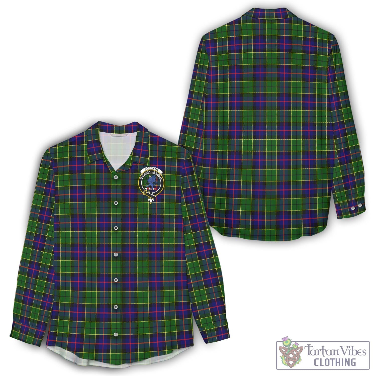 Tartan Vibes Clothing Forsyth Modern Tartan Womens Casual Shirt with Family Crest