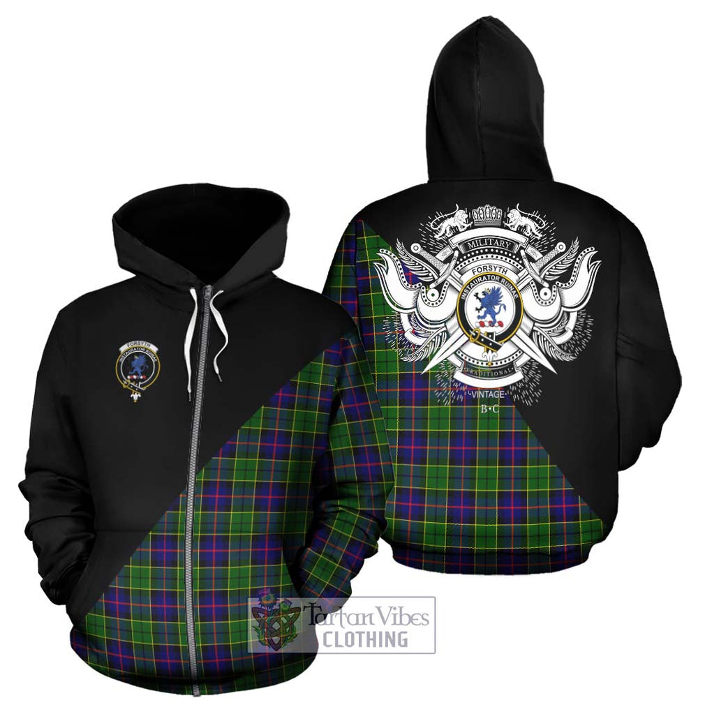 Forsyth Modern Tartan Hoodie with Family Crest and Military Logo Style - Tartanvibesclothing Shop