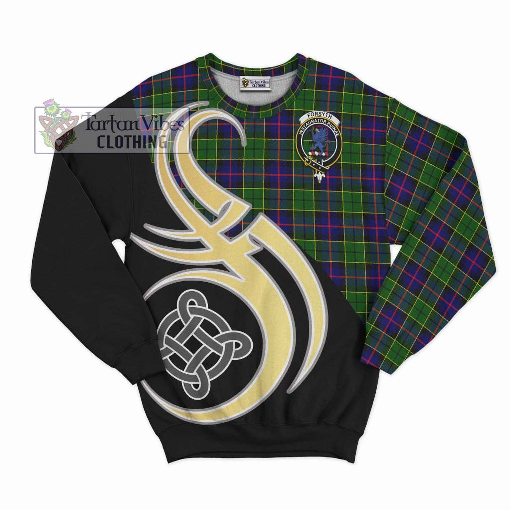 Forsyth Modern Tartan Sweatshirt with Family Crest and Celtic Symbol Style - Tartan Vibes Clothing