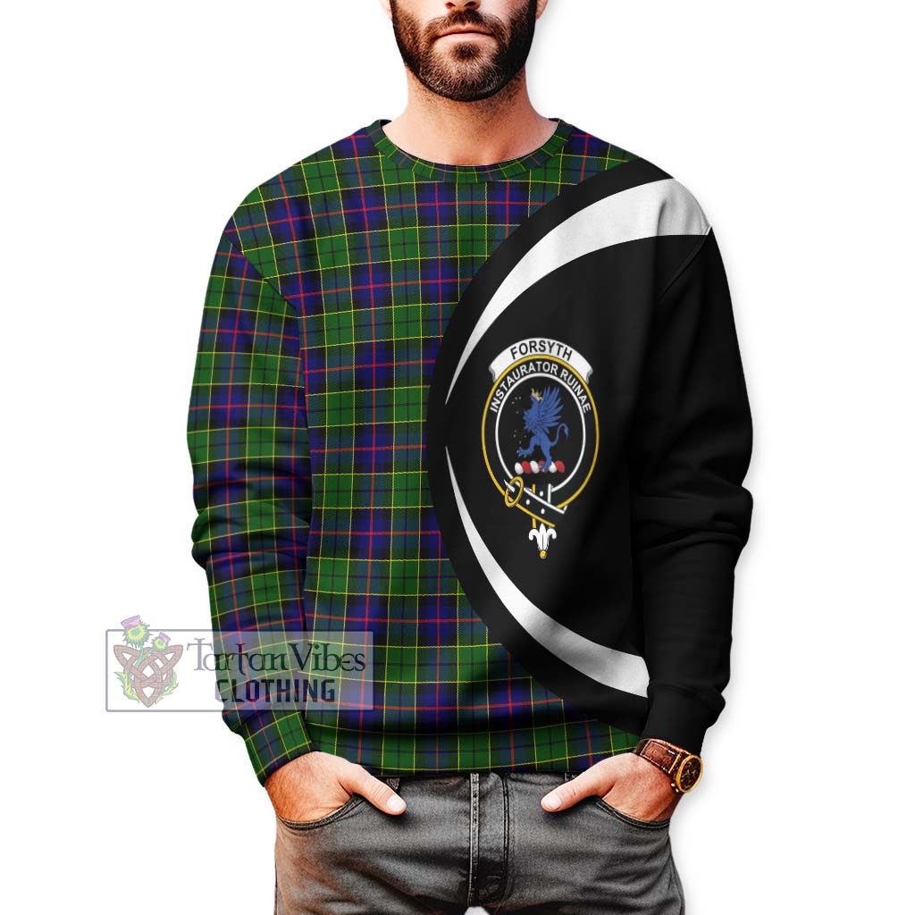 Forsyth Modern Tartan Sweatshirt with Family Crest Circle Style - Tartan Vibes Clothing