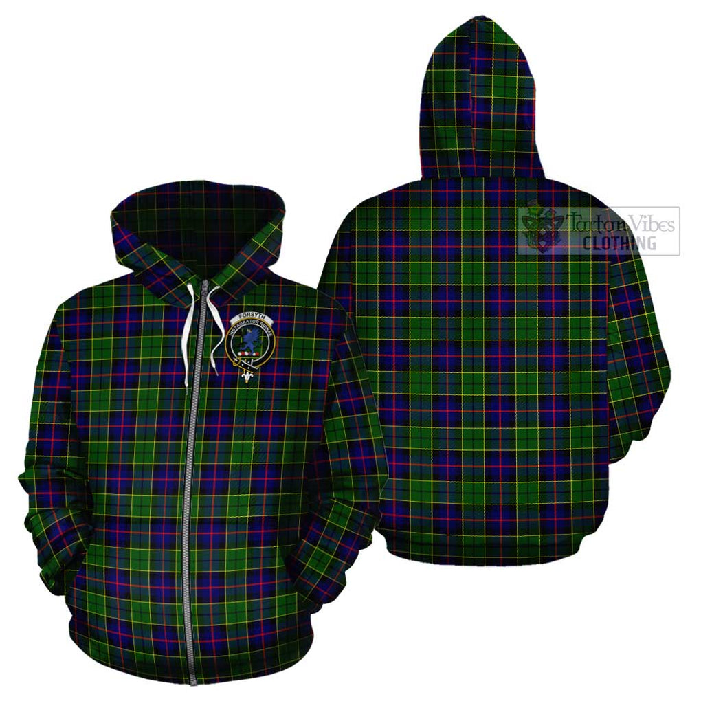 Forsyth Modern Tartan Cotton Hoodie with Family Crest Zip Hoodie - Tartan Vibes Clothing