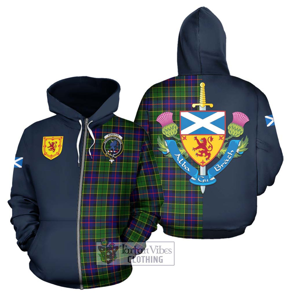 Tartan Vibes Clothing Forsyth Modern Tartan Hoodie with Scottish Lion Royal Arm Half Style