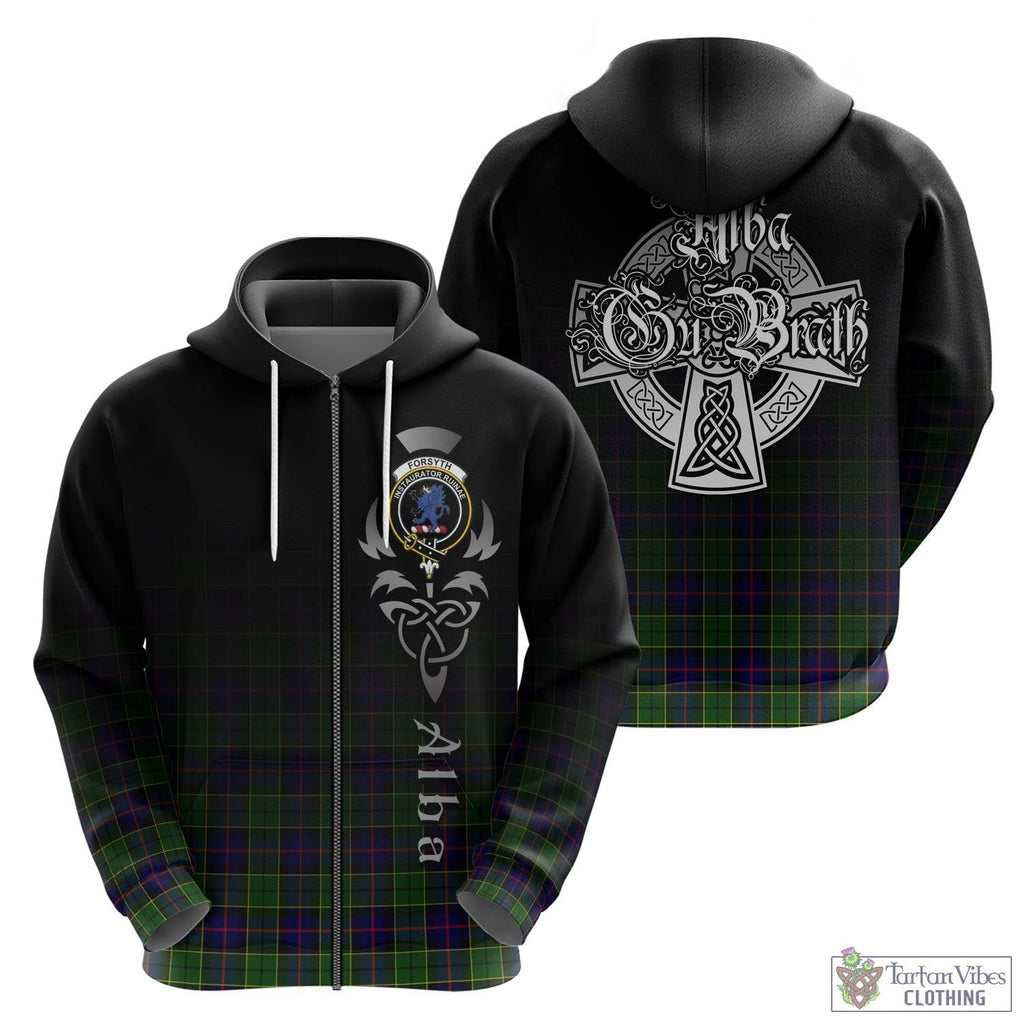 Tartan Vibes Clothing Forsyth Modern Tartan Hoodie Featuring Alba Gu Brath Family Crest Celtic Inspired