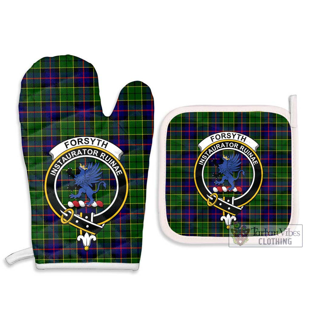 Forsyth Modern Tartan Combo Oven Mitt & Pot-Holder with Family Crest Combo 1 Oven Mitt & 2 Pot-Holder White - Tartan Vibes Clothing