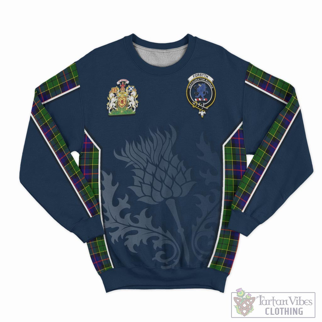 Tartan Vibes Clothing Forsyth Modern Tartan Sweatshirt with Family Crest and Scottish Thistle Vibes Sport Style