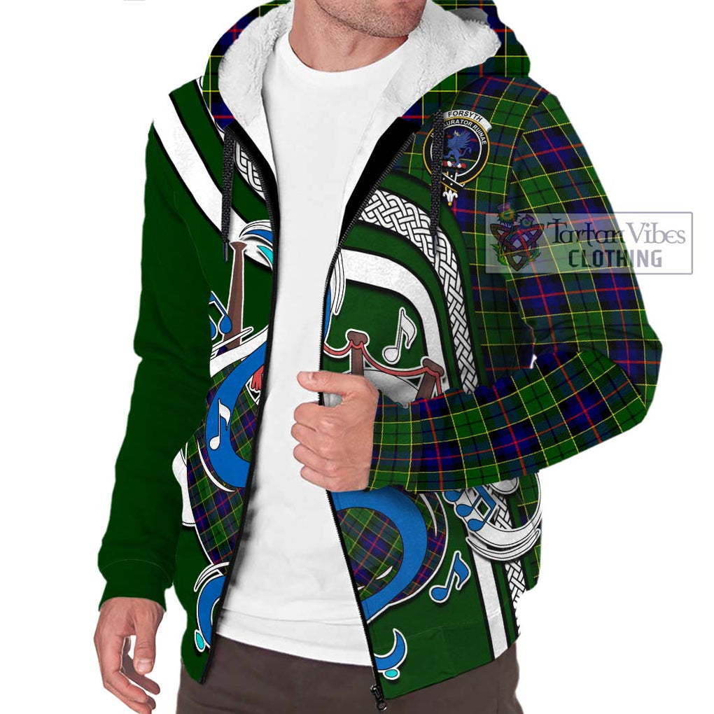 Forsyth Modern Tartan Sherpa Hoodie with Epic Bagpipe Style Unisex - Tartanvibesclothing Shop