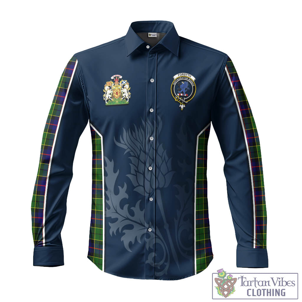 Tartan Vibes Clothing Forsyth Modern Tartan Long Sleeve Button Up Shirt with Family Crest and Scottish Thistle Vibes Sport Style