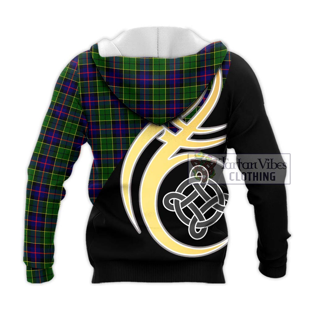 Forsyth Modern Tartan Knitted Hoodie with Family Crest and Celtic Symbol Style - Tartan Vibes Clothing