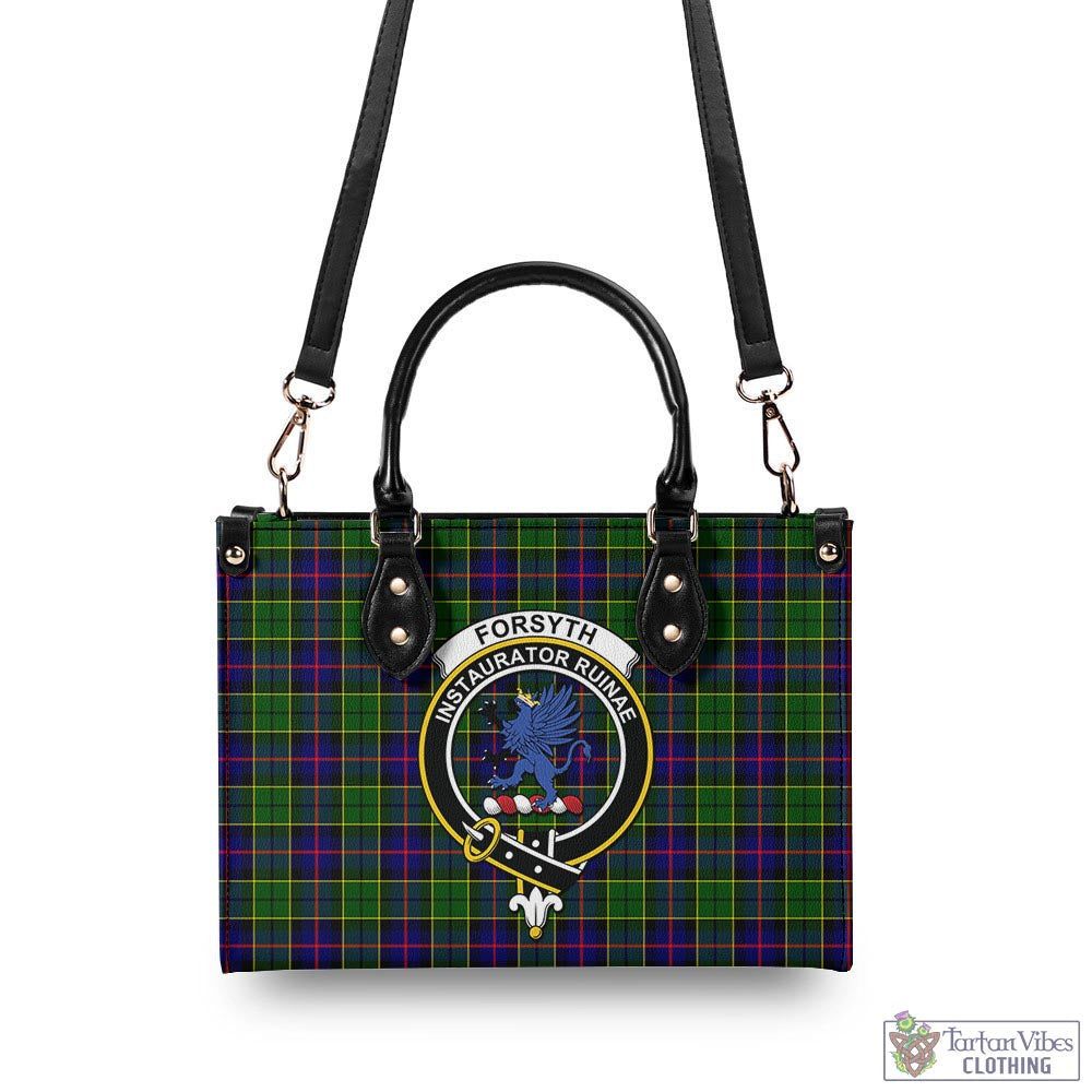 Tartan Vibes Clothing Forsyth Modern Tartan Luxury Leather Handbags with Family Crest