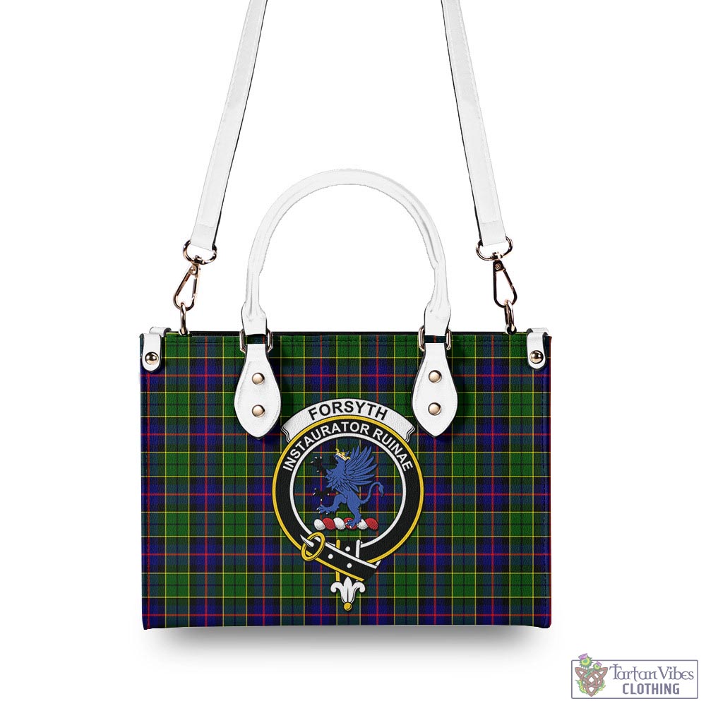 Tartan Vibes Clothing Forsyth Modern Tartan Luxury Leather Handbags with Family Crest