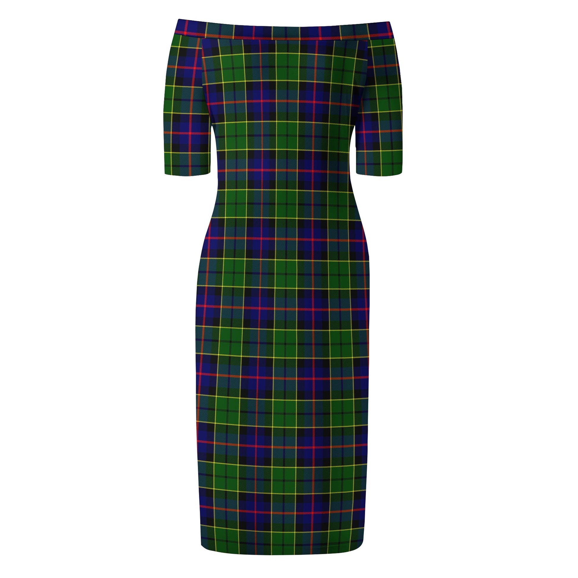 Forsyth Modern Tartan Off Shoulder Lady Dress - Tartanvibesclothing