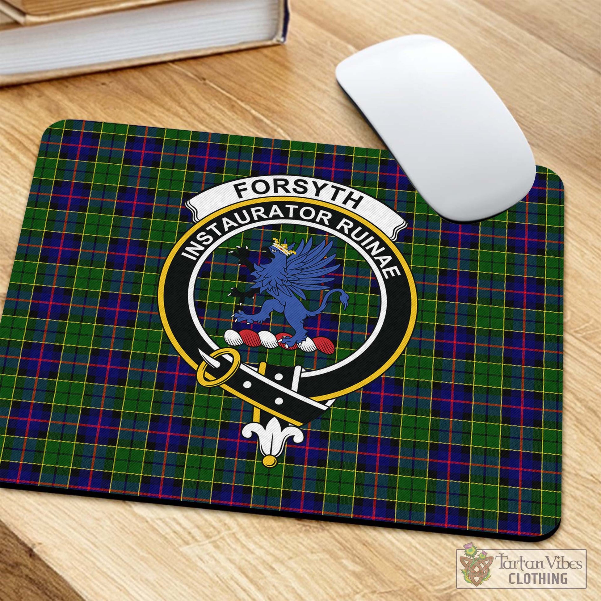 Tartan Vibes Clothing Forsyth Modern Tartan Mouse Pad with Family Crest