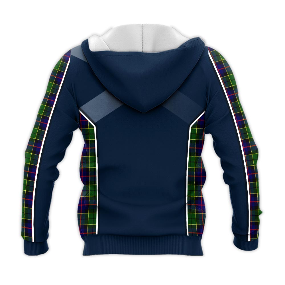 Tartan Vibes Clothing Forsyth Modern Tartan Knitted Hoodie with Family Crest and Scottish Thistle Vibes Sport Style