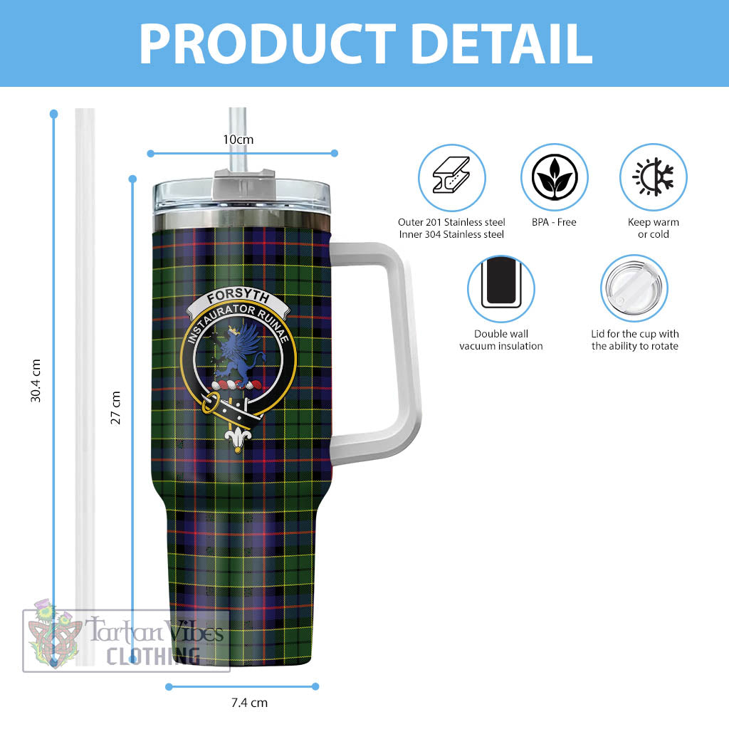 Tartan Vibes Clothing Forsyth Modern Tartan and Family Crest Tumbler with Handle