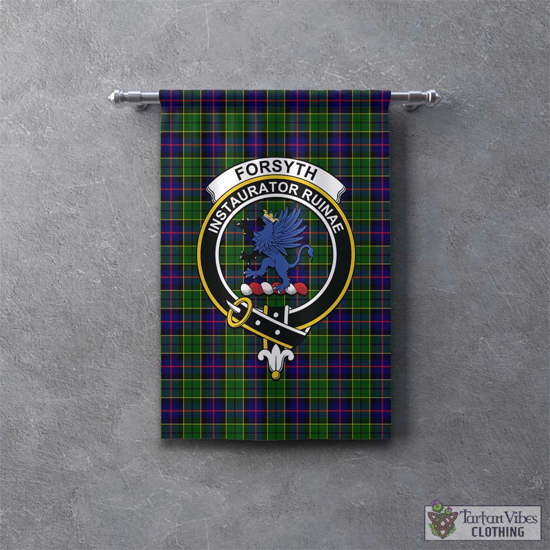 Tartan Vibes Clothing Forsyth Modern Tartan Gonfalon, Tartan Banner with Family Crest