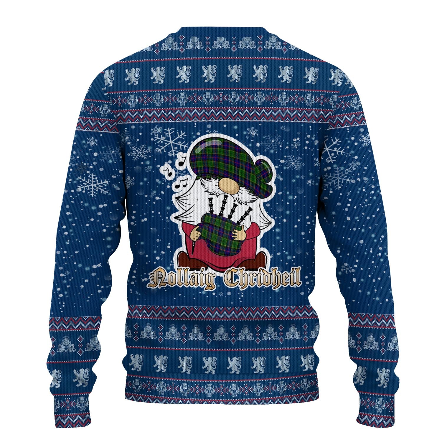 Forsyth Modern Clan Christmas Family Knitted Sweater with Funny Gnome Playing Bagpipes - Tartanvibesclothing