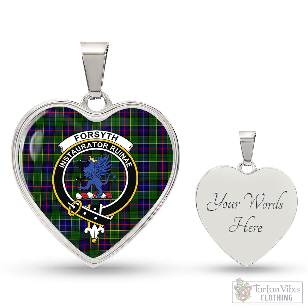 Tartan Vibes Clothing Forsyth Modern Tartan Heart Necklace with Family Crest