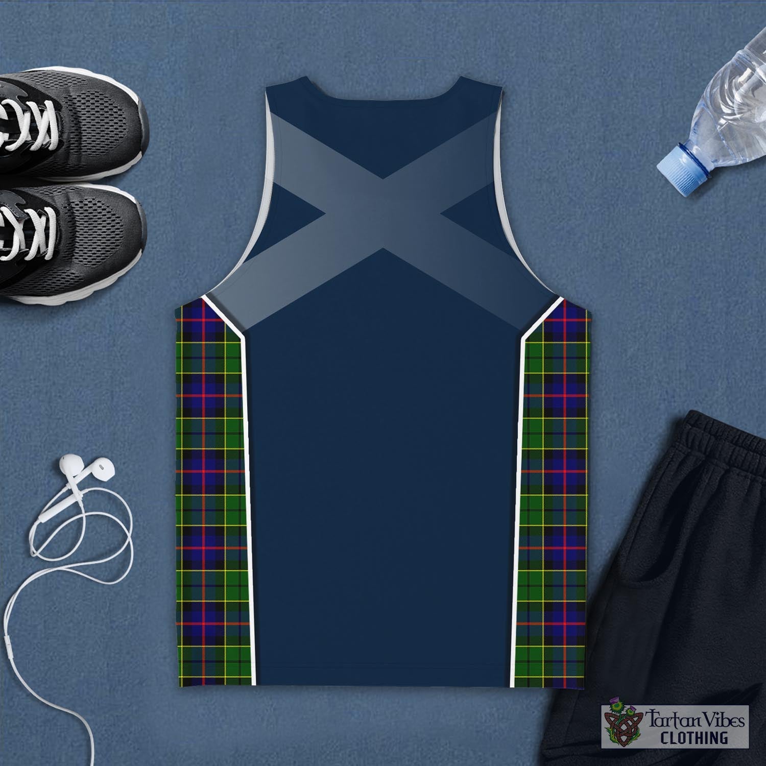 Tartan Vibes Clothing Forsyth Modern Tartan Men's Tanks Top with Family Crest and Scottish Thistle Vibes Sport Style