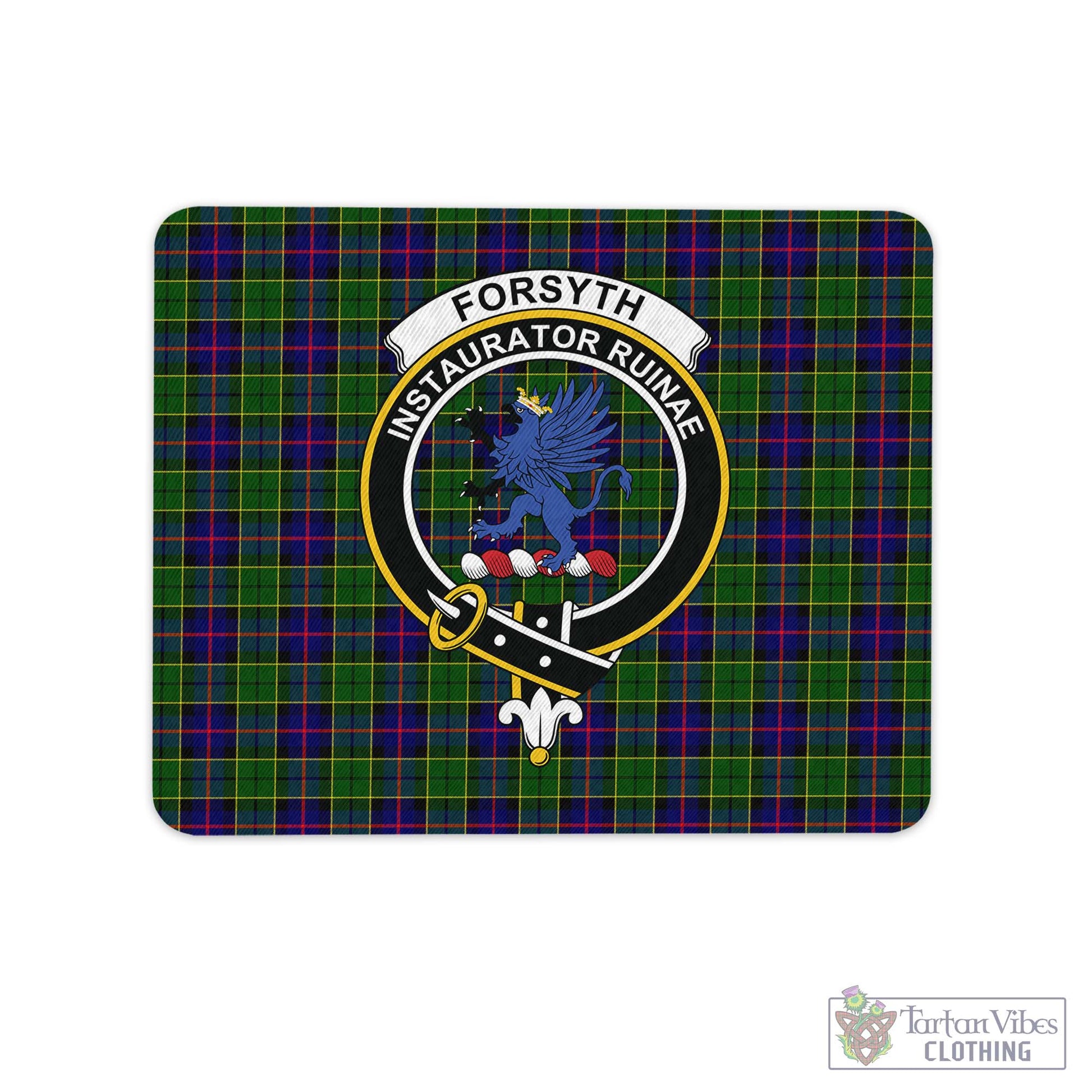 Tartan Vibes Clothing Forsyth Modern Tartan Mouse Pad with Family Crest