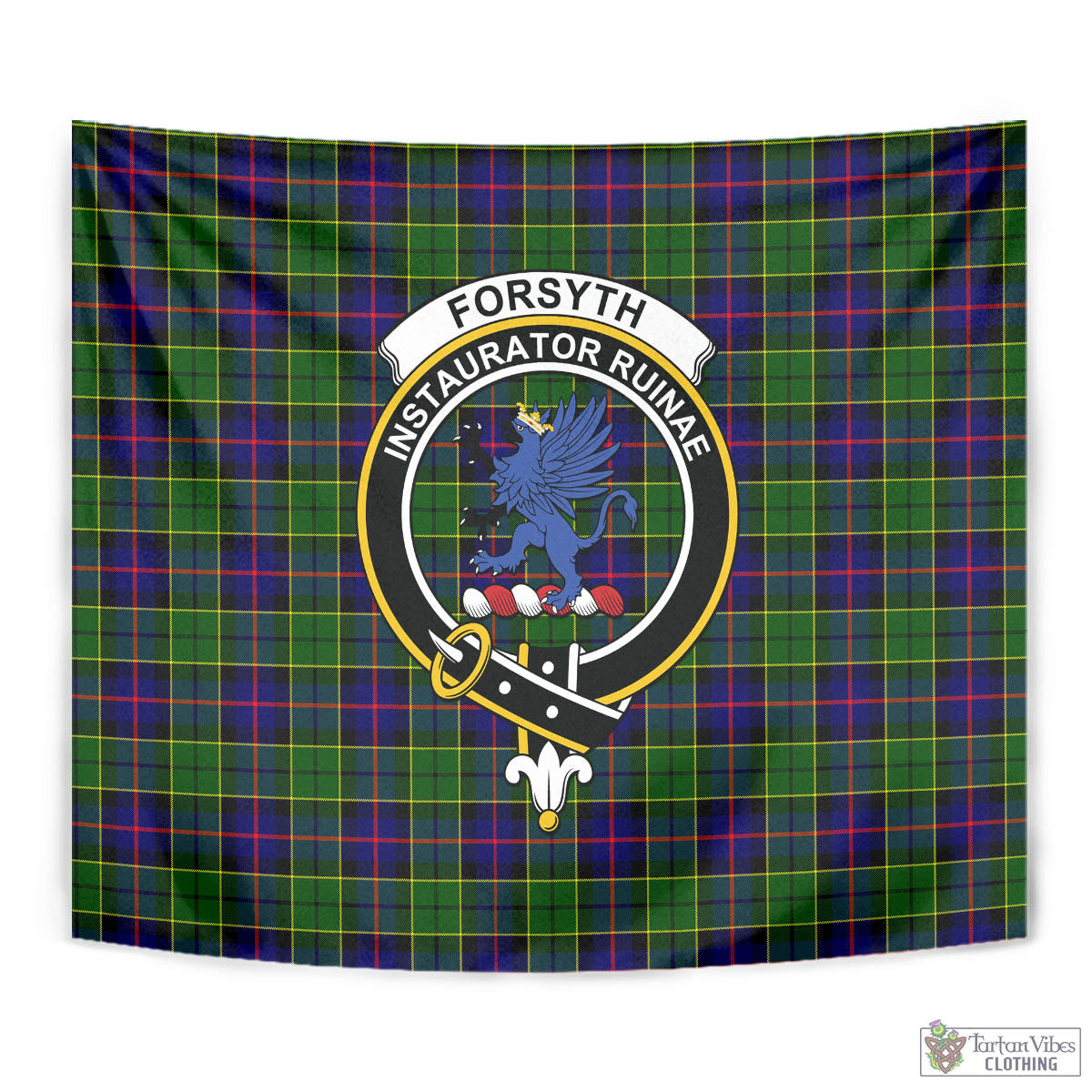 Tartan Vibes Clothing Forsyth Modern Tartan Tapestry Wall Hanging and Home Decor for Room with Family Crest