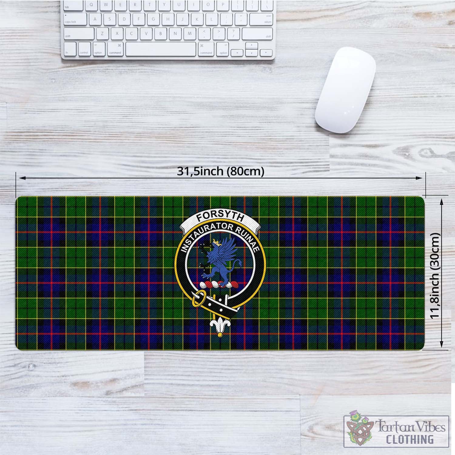 Tartan Vibes Clothing Forsyth Modern Tartan Mouse Pad with Family Crest