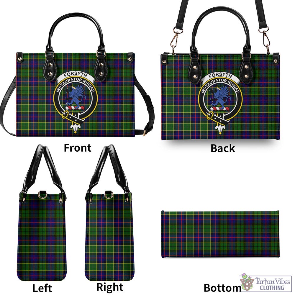 Tartan Vibes Clothing Forsyth Modern Tartan Luxury Leather Handbags with Family Crest