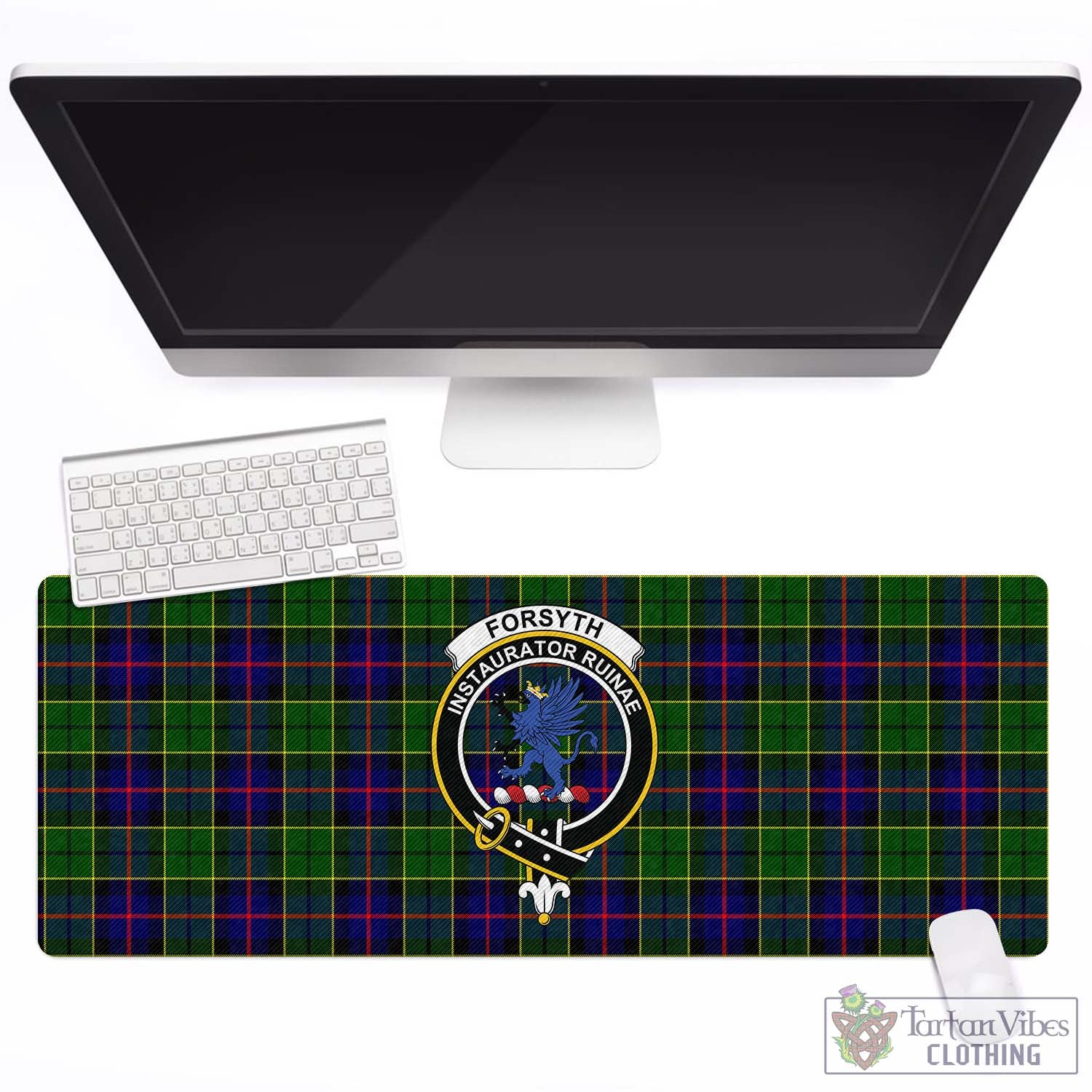 Tartan Vibes Clothing Forsyth Modern Tartan Mouse Pad with Family Crest