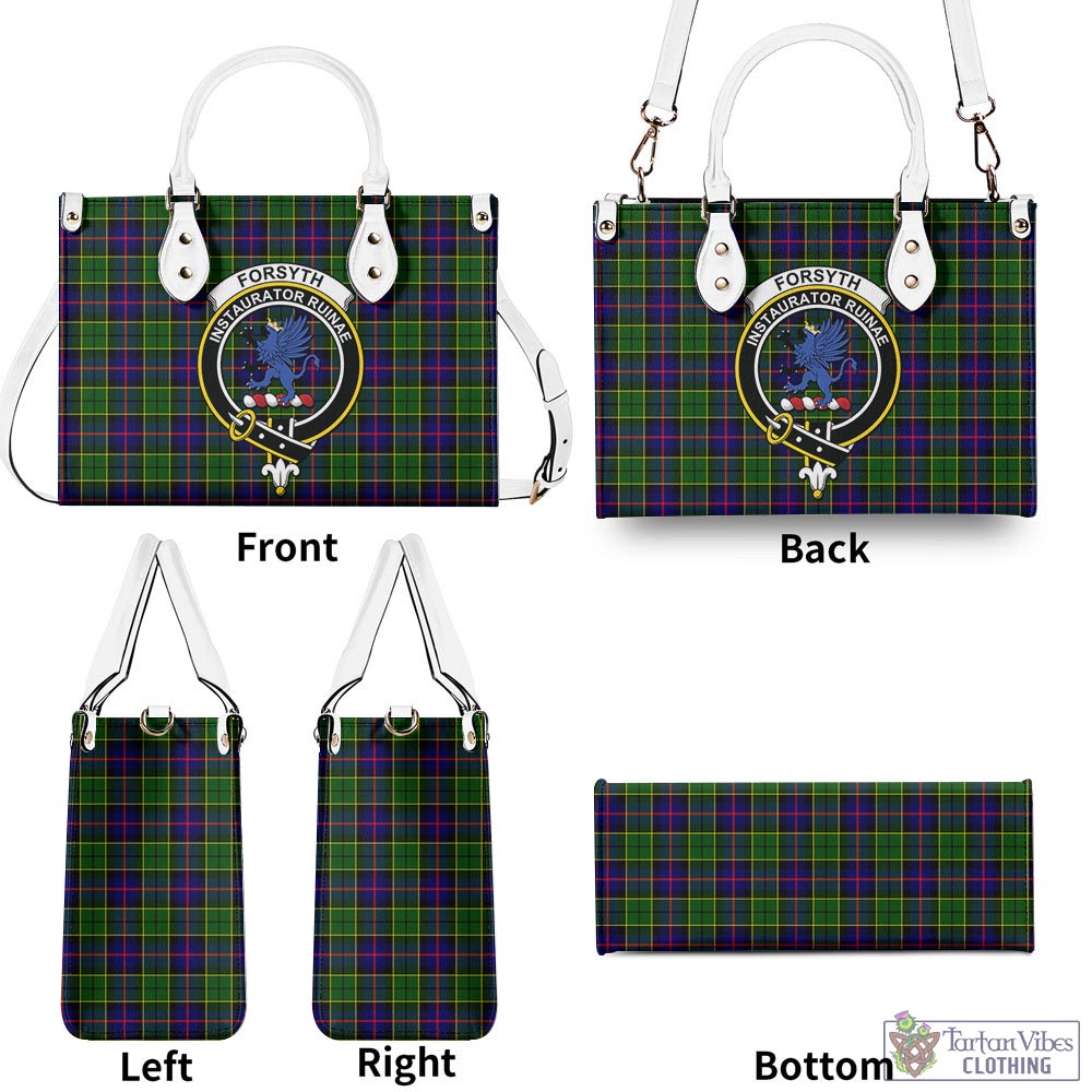 Tartan Vibes Clothing Forsyth Modern Tartan Luxury Leather Handbags with Family Crest