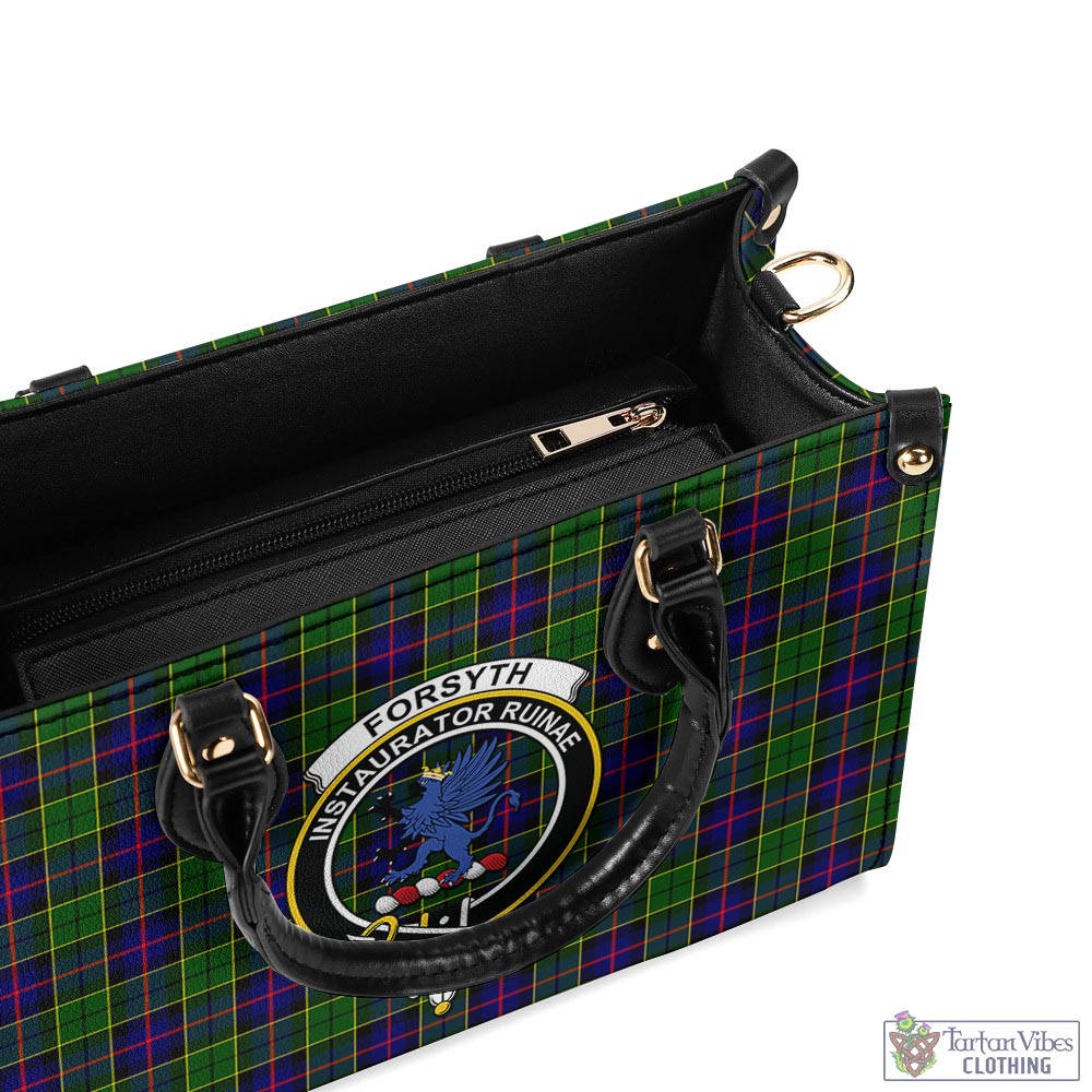 Tartan Vibes Clothing Forsyth Modern Tartan Luxury Leather Handbags with Family Crest