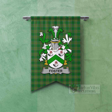 Foster Irish Clan Tartan Gonfalon, Tartan Banner with Coat of Arms Fishtail - Tartan Vibes Clothing