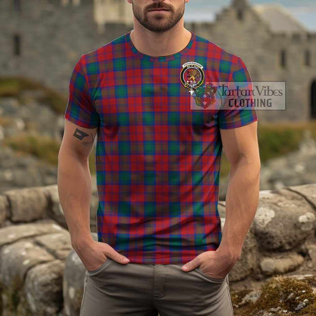 Fotheringham (Fotheringhame) Tartan Cotton T-Shirt with Family Crest Men's Shirt - Tartanvibesclothing Shop