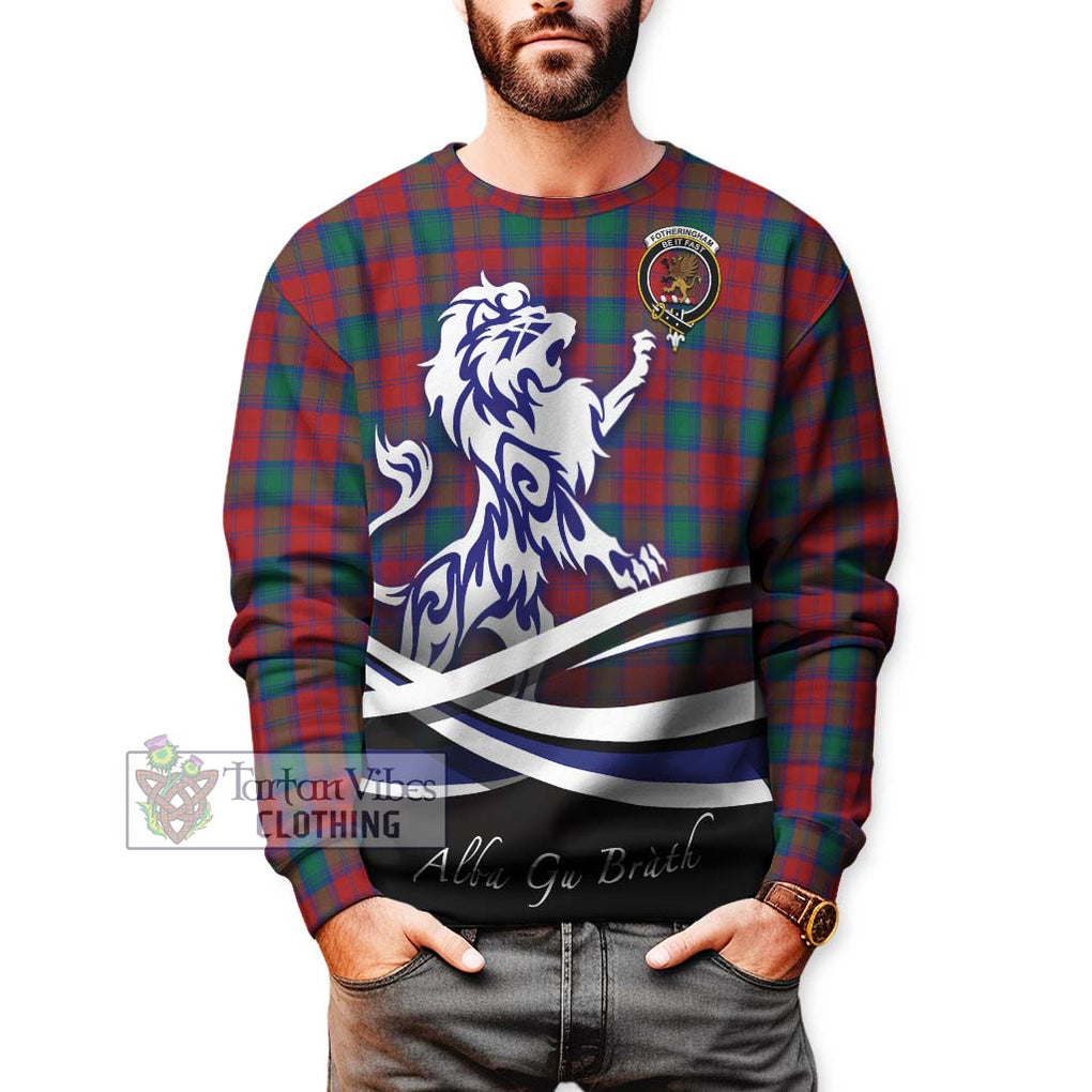 Fotheringham (Fotheringhame) Tartan Sweatshirt with Alba Gu Brath Regal Lion Emblem Unisex - Tartanvibesclothing Shop