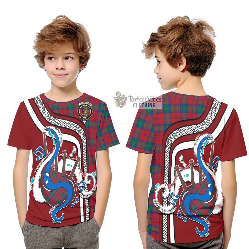 Tartan Vibes Clothing Fotheringham Tartan Kid T-Shirt with Epic Bagpipe Style