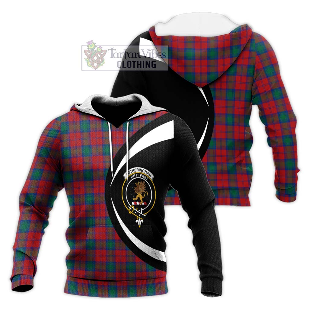 Fotheringham (Fotheringhame) Tartan Knitted Hoodie with Family Crest Circle Style Unisex Knitted Pullover Hoodie - Tartan Vibes Clothing