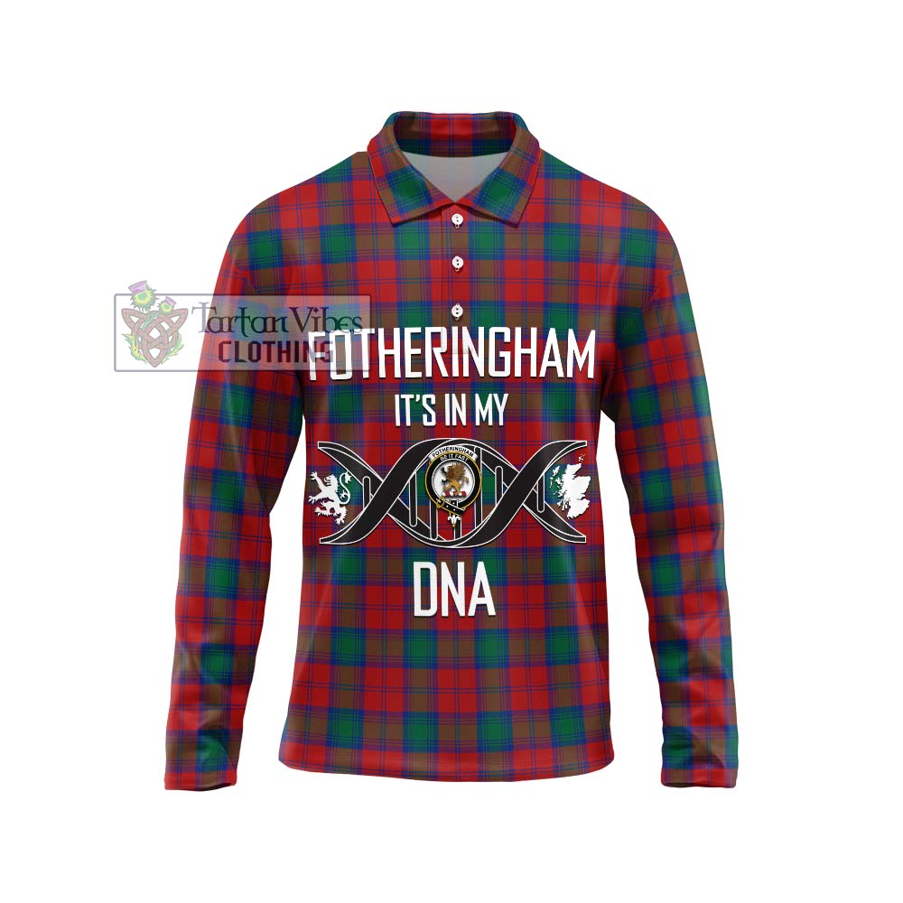 Fotheringham (Fotheringhame) Tartan Long Sleeve Polo Shirt with Family Crest DNA In Me Style Unisex - Tartanvibesclothing Shop