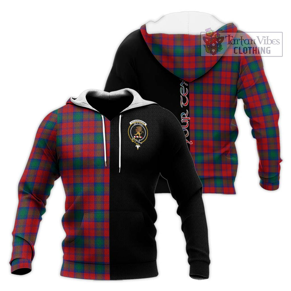 Fotheringham (Fotheringhame) Tartan Knitted Hoodie with Family Crest and Half Of Me Style Unisex Knitted Pullover Hoodie - Tartanvibesclothing Shop