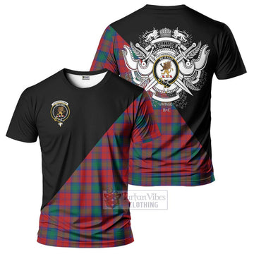 Fotheringham (Fotheringhame) Tartan T-Shirt with Family Crest and Military Logo Style