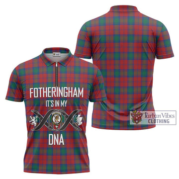 Fotheringham (Fotheringhame) Tartan Zipper Polo Shirt with Family Crest DNA In Me Style