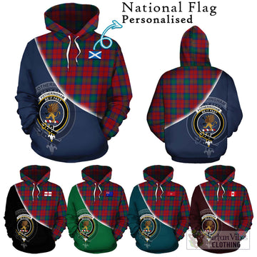 Fotheringham (Fotheringhame) Tartan Hoodie with Personalised National Flag and Family Crest Half Style